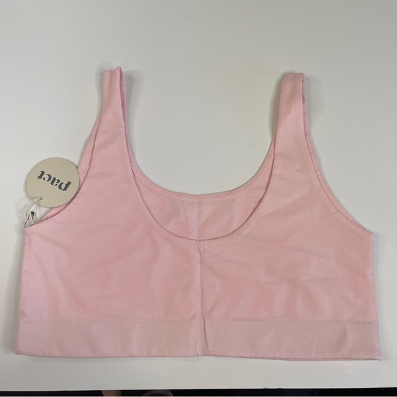 Pact Organic Cotton Double Scoop Longline Bra Pink Size Large NWT - Picture 3 of 5